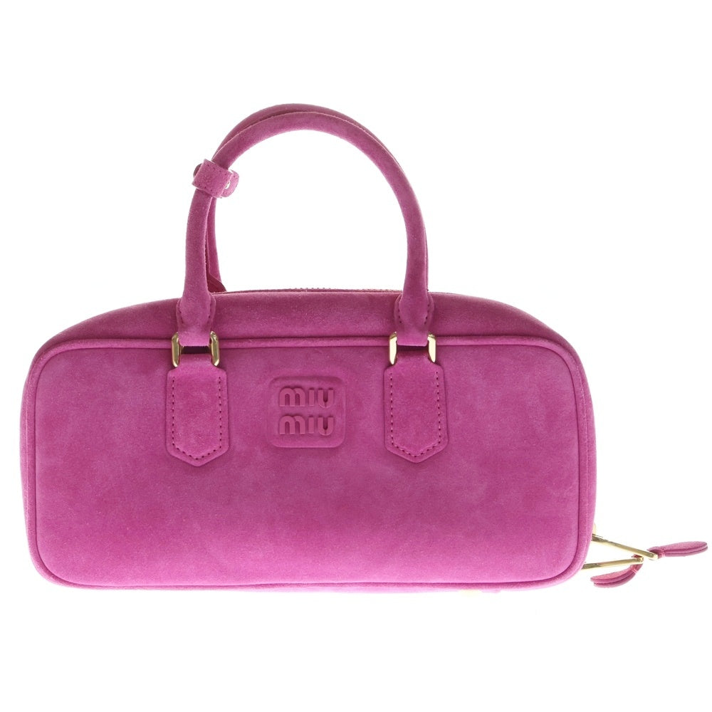 miumiu(ミュウミュウ) アルカディ 2WAYハンドバッグ ショルダーバッグ ピンク スエード ゴールド金具 レディース