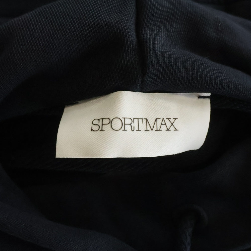 SPORTMAX(スポーツマックス) Sロゴ プルオーバーパーカー ブラック レディース