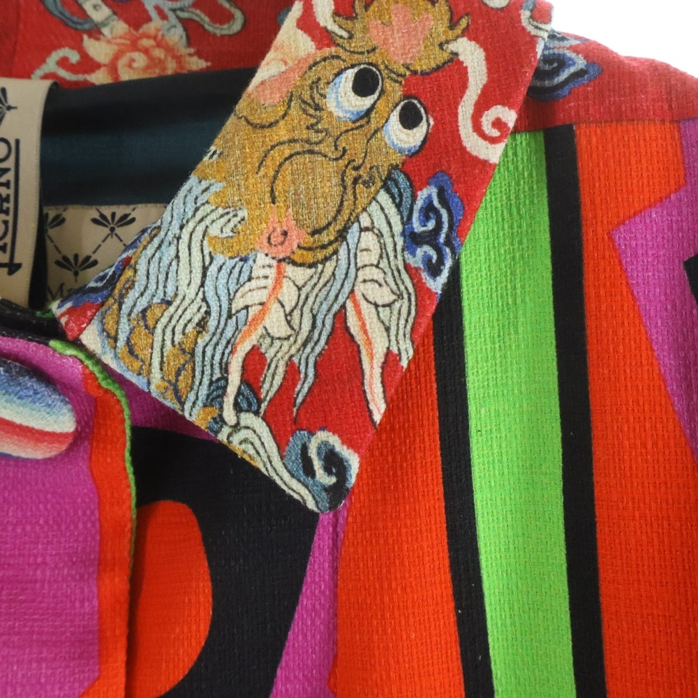 HERNO(ヘルノ) ×Pierre-Louis Mascia和柄ステンカラーコート レッド/ブルー CA209DM レディース