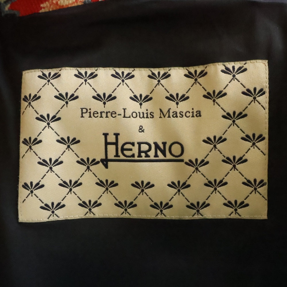 HERNO(ヘルノ) ×Pierre-Louis Mascia和柄ステンカラーコート レッド/ブルー CA209DM レディース
