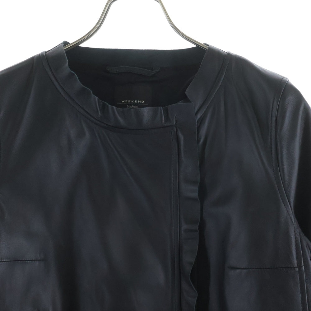 Weekend Max Mara(ウィークエンド マックスマーラ) ウィークエンド ノーカラーラムレザージャケット ブラック 544604896 レディース