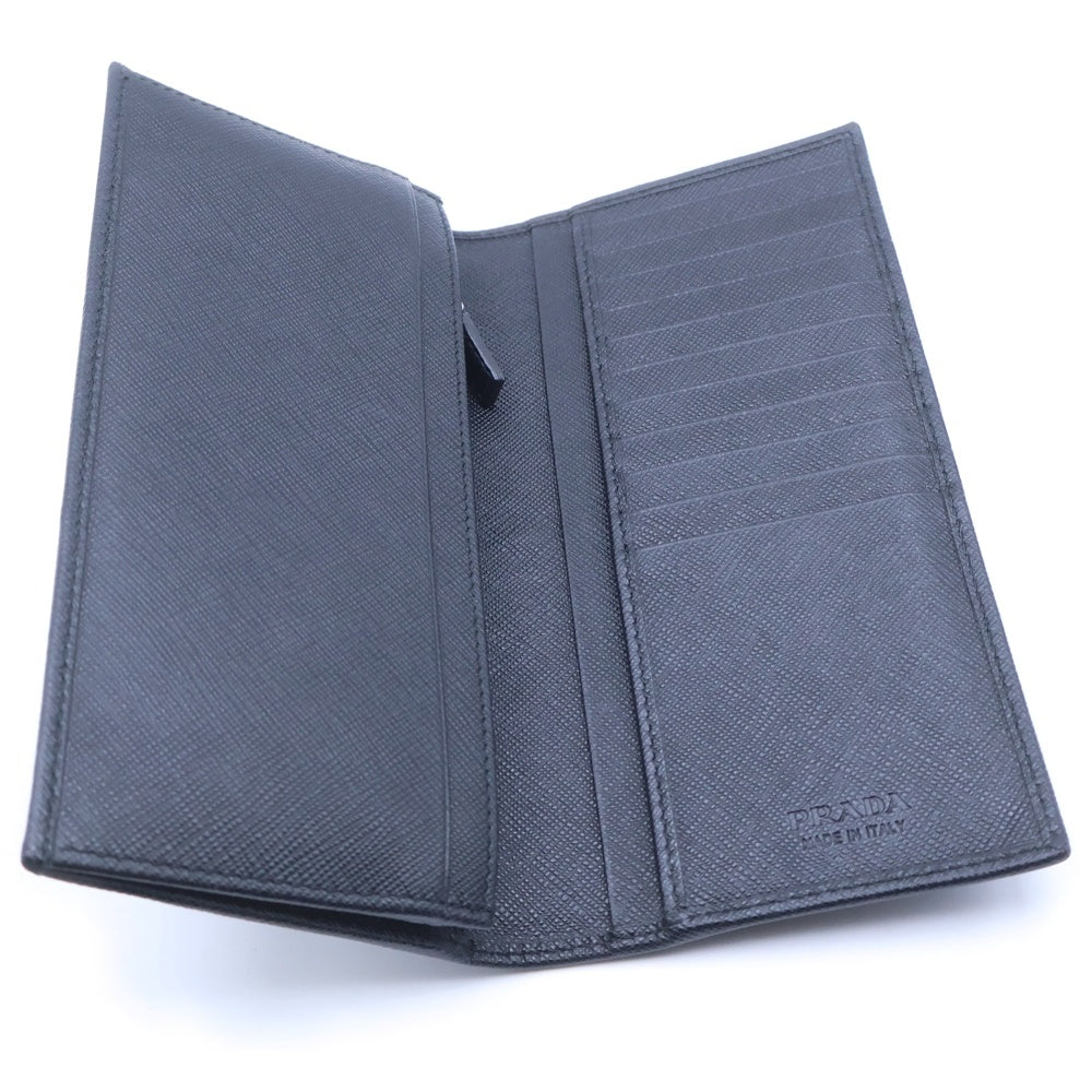 PRADA(プラダ) サフィアーノ 2つ折り長財布 ロングウォレット カードケース ブラック レザー 2MV836 シルバー金具