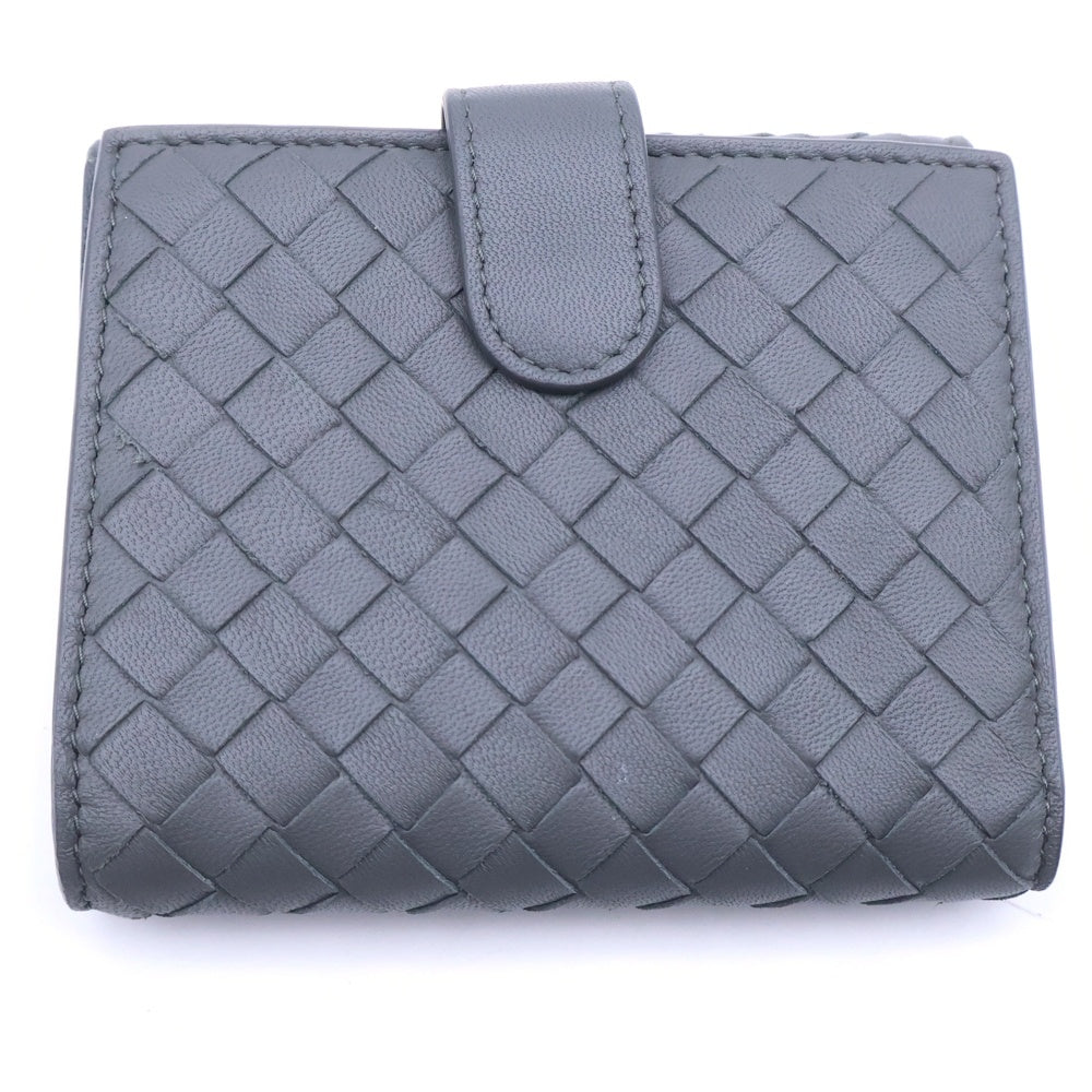 BOTTEGA VENETA(ボッテガヴェネタ) イントレチャート 三つ折りコンパクトウォレット 財布 コインケース グレー レザー