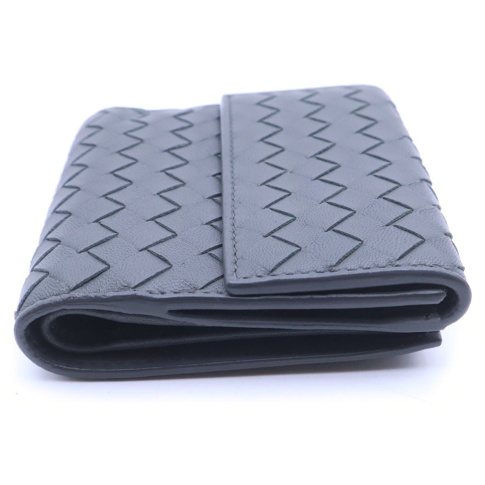 BOTTEGA VENETA(ボッテガヴェネタ) イントレチャート 三つ折りコンパクトウォレット 財布 コインケース グレー レザー