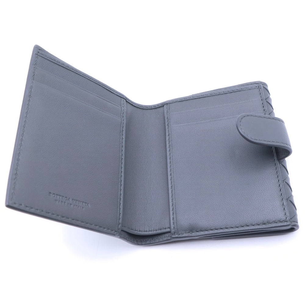 BOTTEGA VENETA(ボッテガヴェネタ) イントレチャート 三つ折りコンパクトウォレット 財布 コインケース グレー レザー