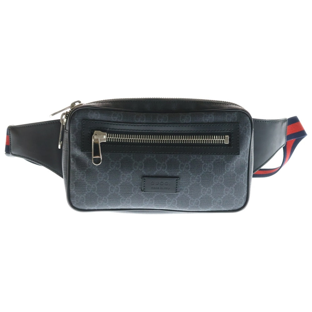 GUCCI(グッチ) GGスプリーム ウエストバッグ ボディバッグ ブラック PVC 474293 シルバー金具