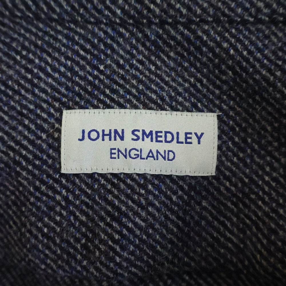 JOHN SMEDLEY(ジョンスメドレー) WOOL MELANGE TWILL DOUBLE POCKET OVER SHIRTS ウールメランジ ダブルポケット オーバーシャツ ブルーグレー A2738FJM223 A2738FJM223
