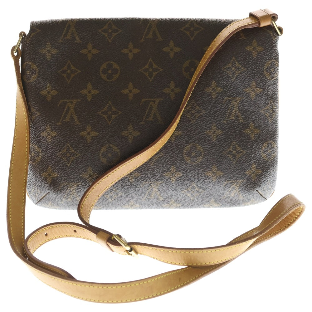 LOUIS VUITTON(ルイヴィトン) モノグラム ミュゼットタンゴ ショルダーバッグ ポシェット ブラウン レザー×PVC M51257 ゴールド金具 レディース
