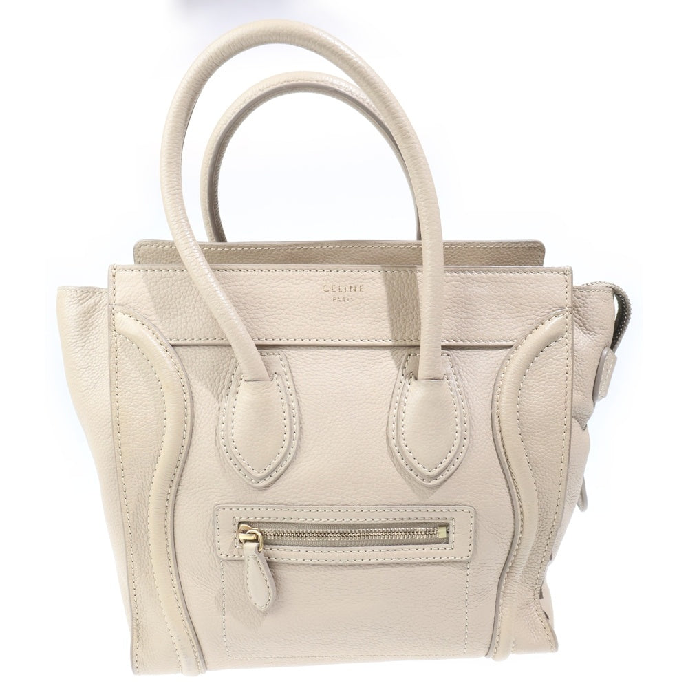 CELINE(セリーヌ) ラゲージ マイクロ ベージュ レザー ハンドバッグ