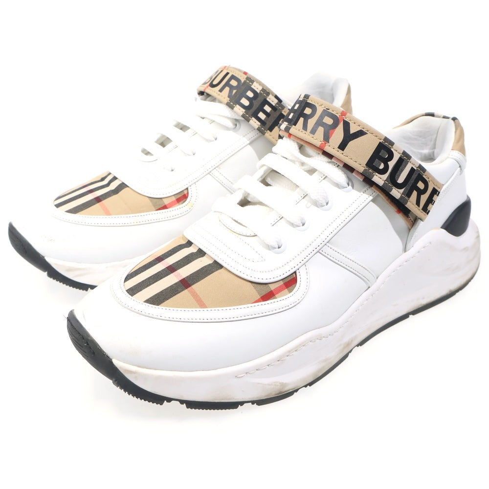 BURBERRY(バーバリー) ノバチェック ロゴベルクロスニーカー ホワイト/ベージュ