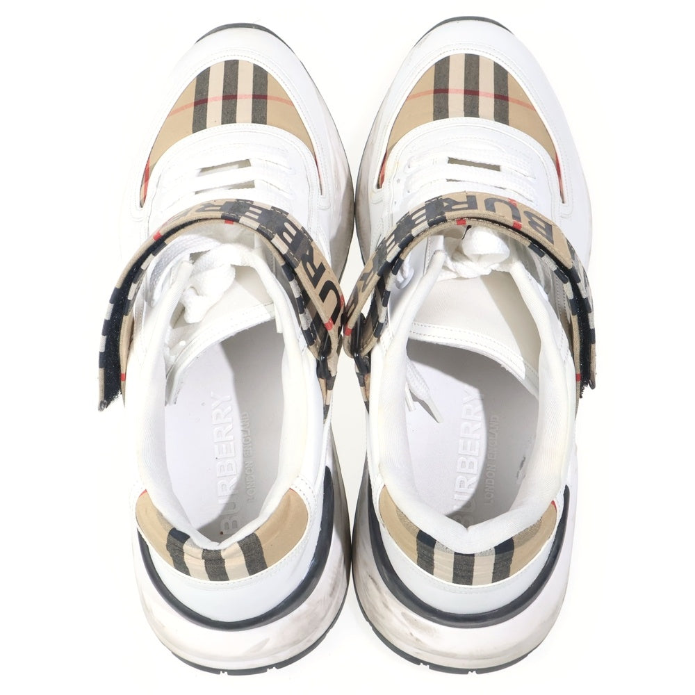 BURBERRY(バーバリー) ノバチェック ロゴベルクロスニーカー ホワイト/ベージュ