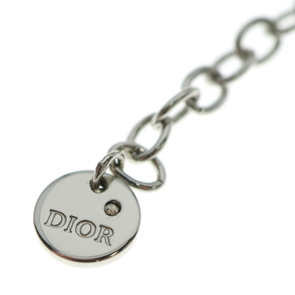 Christian Dior(クリスチャンディオール) ロゴ ラインストーン ダブルブレスレット チェーン シルバー GP レディース