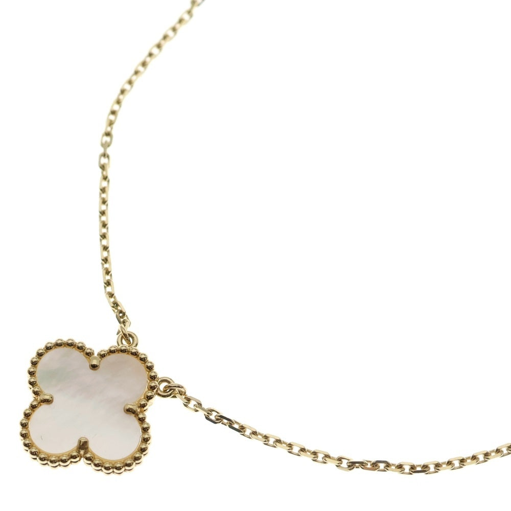 Van Cleef & Arpels(ヴァンクリーフアンドアーペル) ヴィンテージアルハンブラ マザーオブパール ネックレス Au750 K18 YG イエローゴールド ペンダント シェル VCARA45900 レディース
