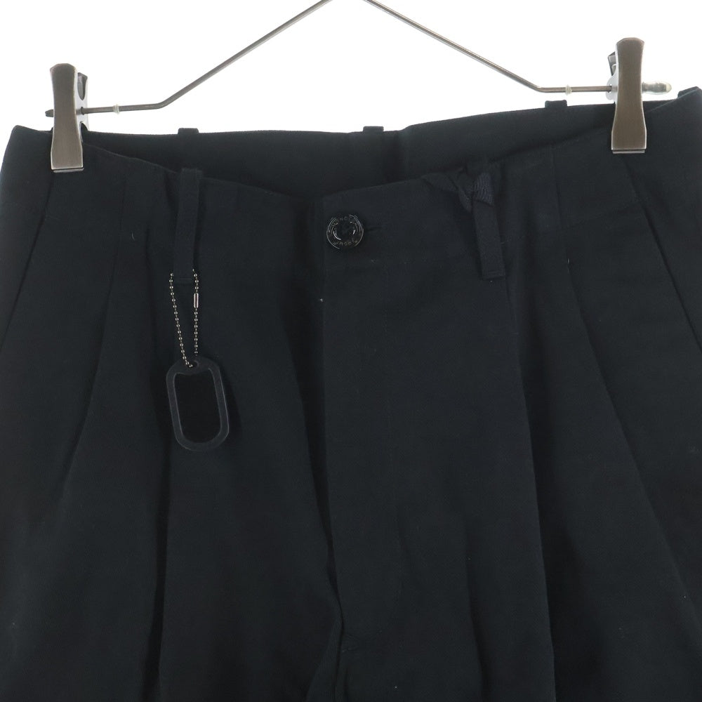 MONCLER(モンクレール) 21AW ×FRAGMENT HIROSHI FUJIWARA PANTALONE フラグメントヒロシフジワラ ツータック コットンワイドパンツ トラウザー ブラック G209U2A00004 G209U2A00004