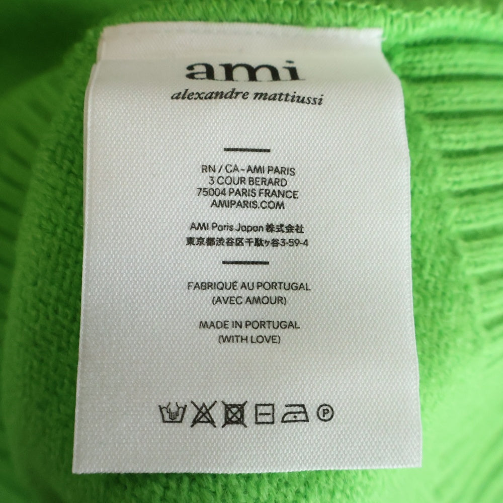 ami paris(アミパリス) Ami de Coeur ハートロゴ ウール タートルネックニットセーター グリーン UKS402.018