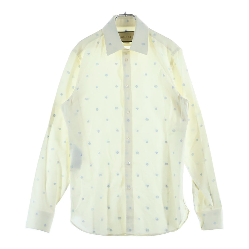 GUCCI(グッチ) 刺繍総柄ロングスリーブシャツ アイボリー 644986