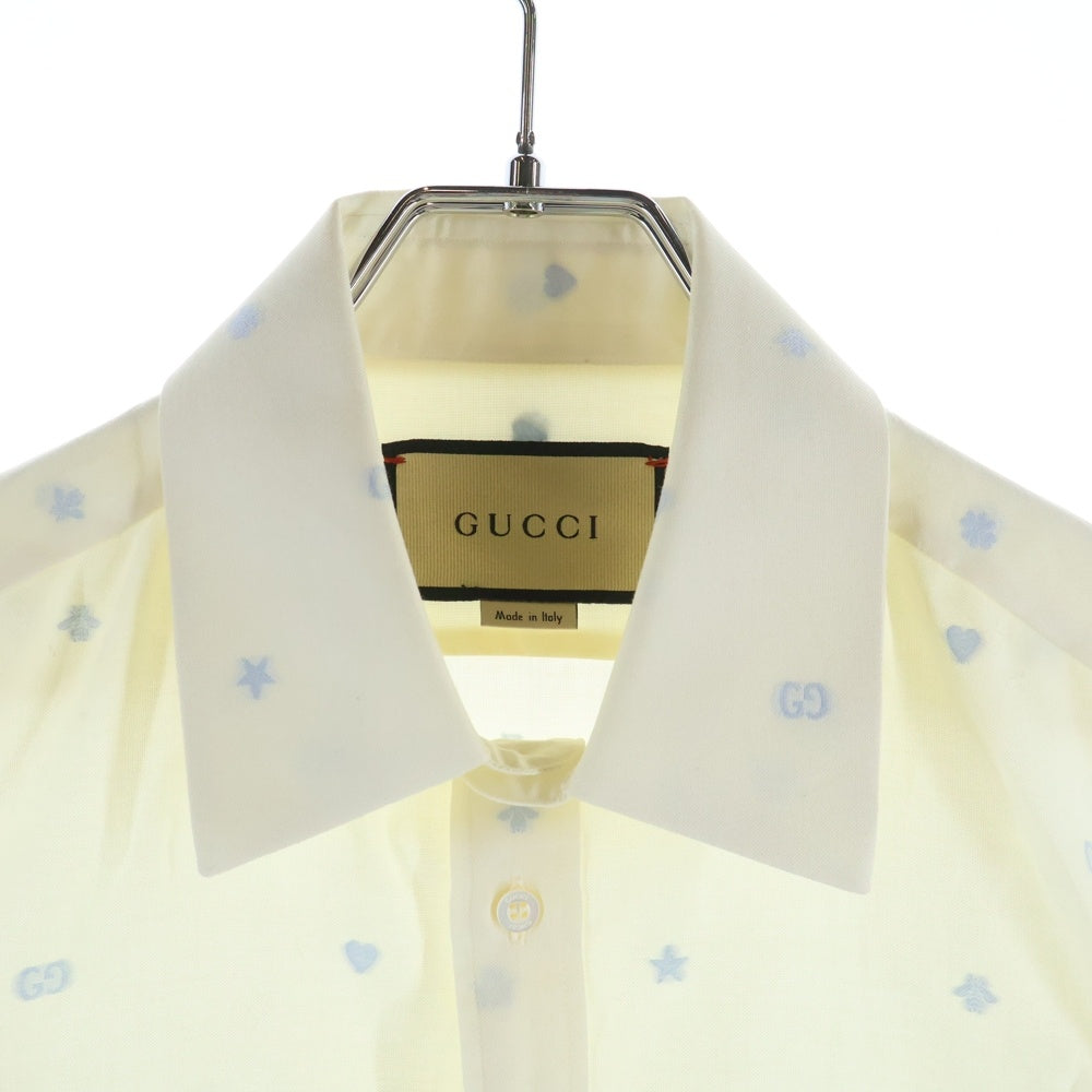 GUCCI(グッチ) 刺繍総柄ロングスリーブシャツ アイボリー 644986
