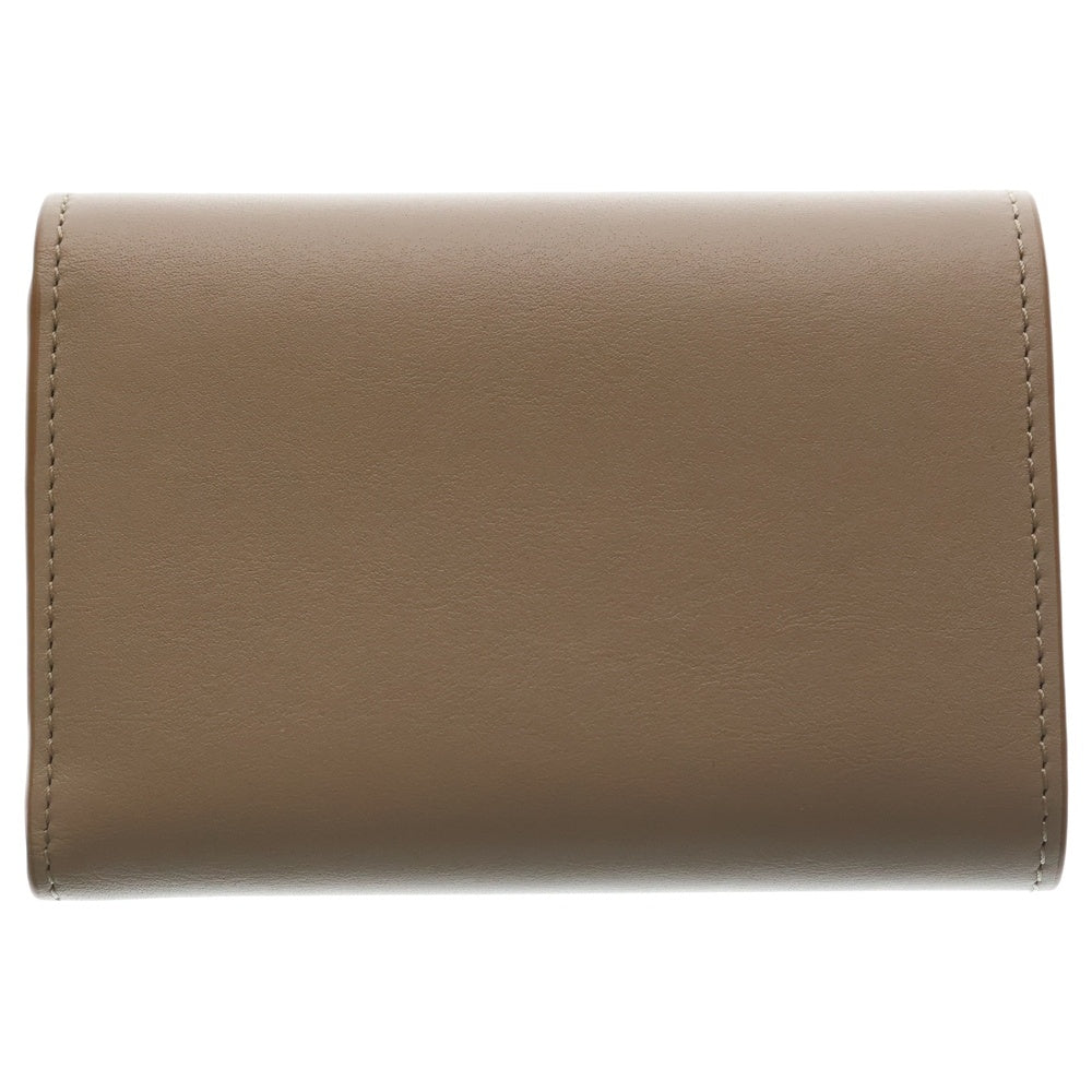 LOEWE(ロエベ) ぺブル バーティカルウォレット 三つ折り財布 ベージュ レザー ゴールド金具 レディース