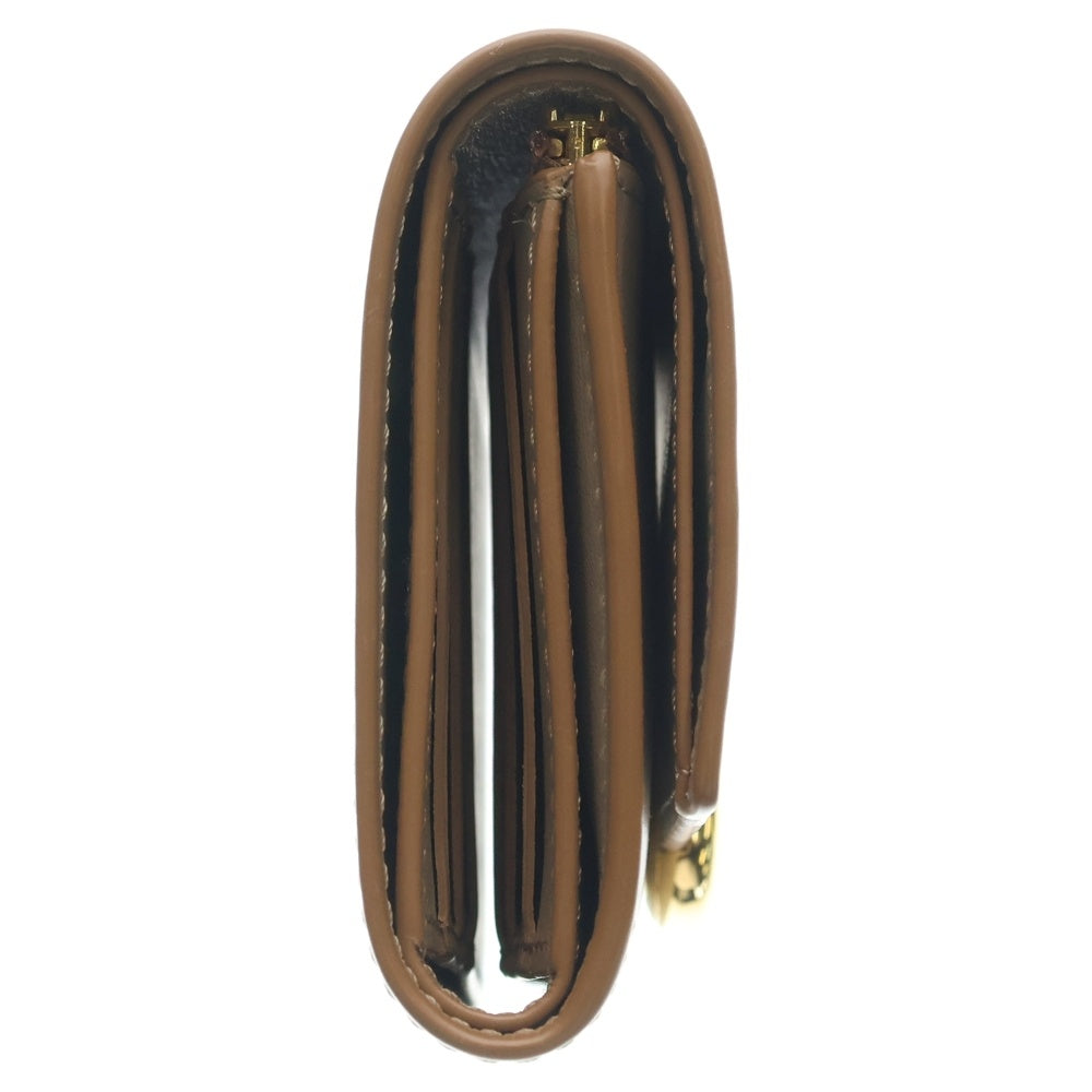 LOEWE(ロエベ) ぺブル バーティカルウォレット 三つ折り財布 ベージュ レザー ゴールド金具 レディース