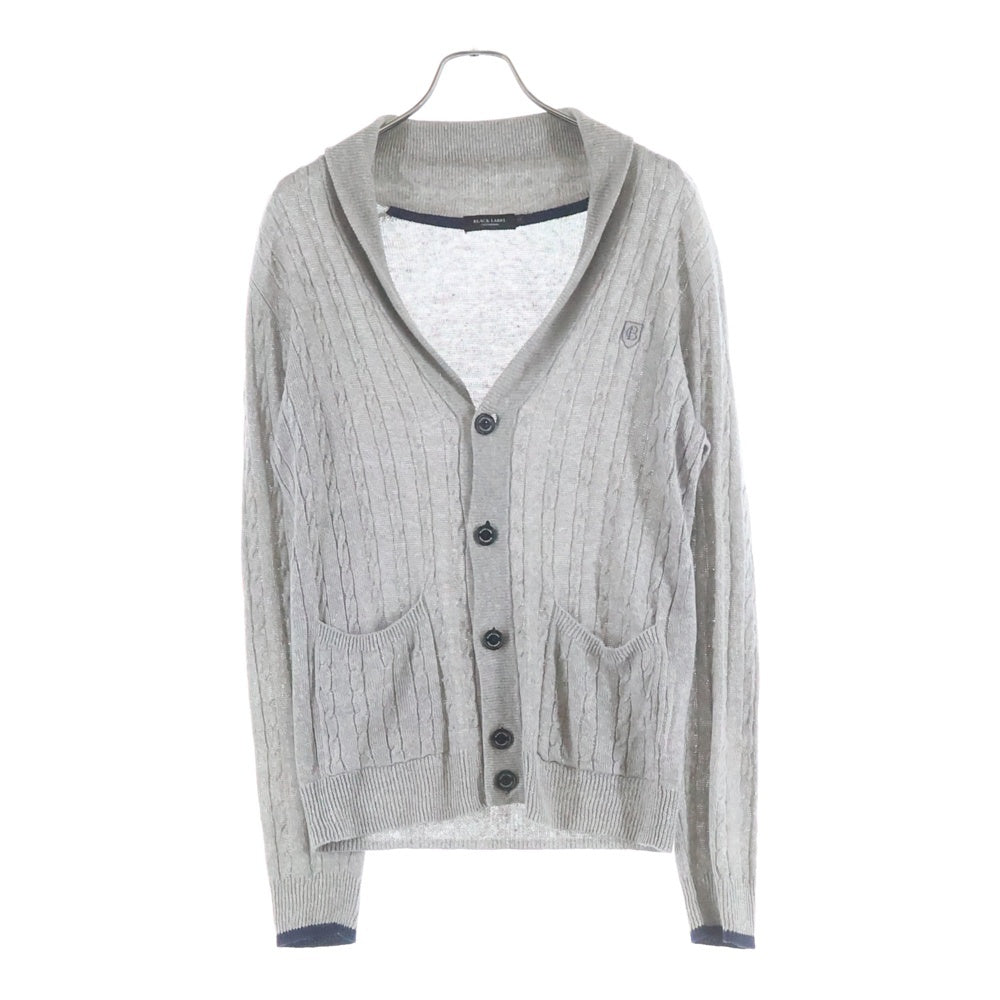 BLACK LABEL CRESTBRIDGE(ブラックレーベルクレストブリッジ) ワンポイント長袖リネンカーディガン グレー 51N10-309-04