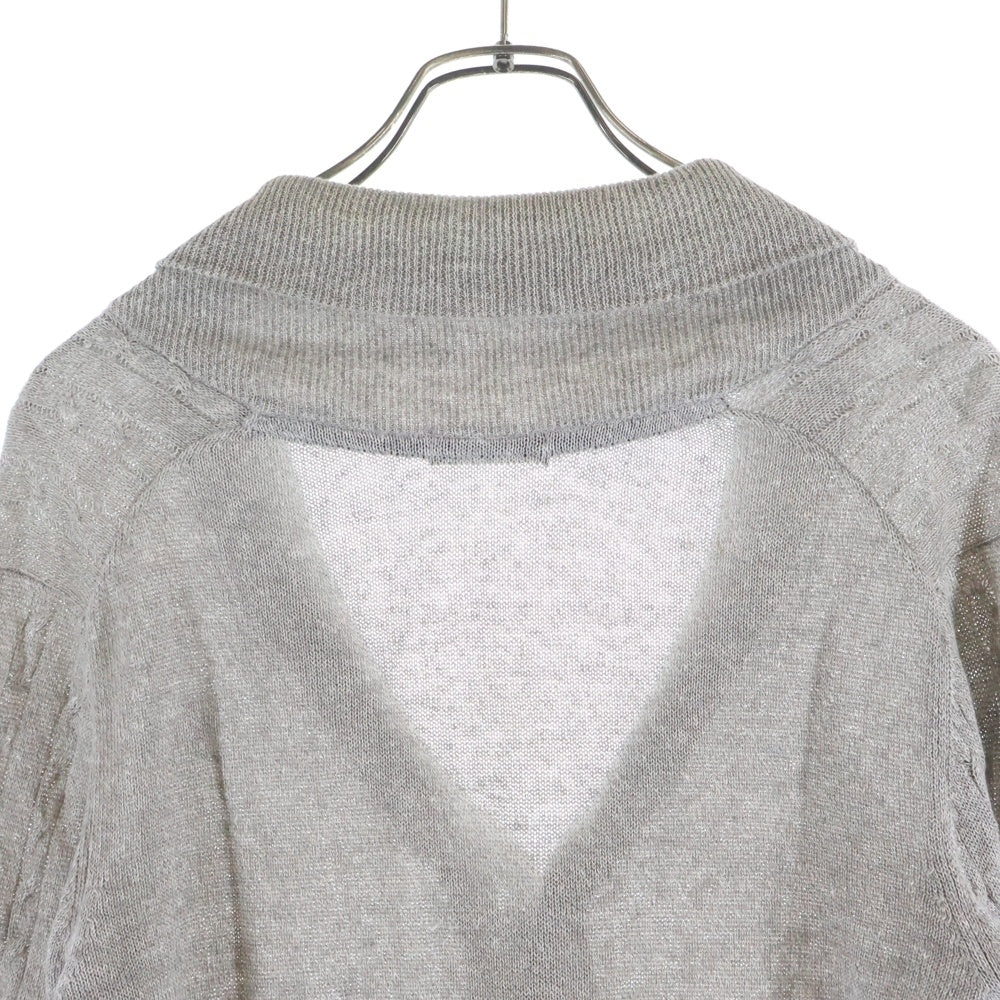 BLACK LABEL CRESTBRIDGE(ブラックレーベルクレストブリッジ) ワンポイント長袖リネンカーディガン グレー 51N10-309-04