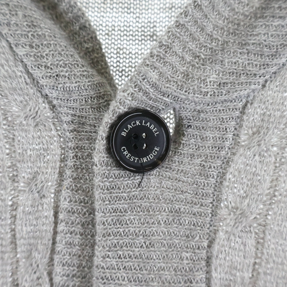 BLACK LABEL CRESTBRIDGE(ブラックレーベルクレストブリッジ) ワンポイント長袖リネンカーディガン グレー 51N10-309-04