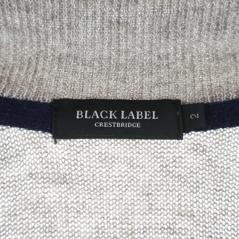 BLACK LABEL CRESTBRIDGE(ブラックレーベルクレストブリッジ) ワンポイント長袖リネンカーディガン グレー 51N10-309-04