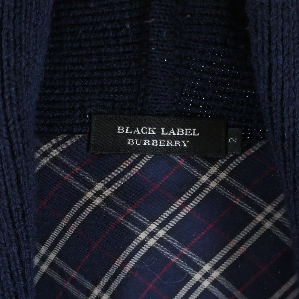BURBERRY BLACK LABEL(バーバリー ブラックレーベル) ショールカラーニットカーディガン ネイビー D1N09-808-29