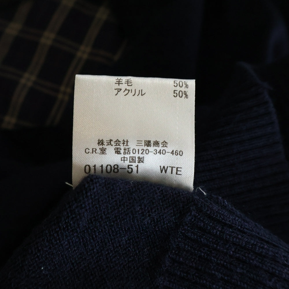 BURBERRY BLACK LABEL(バーバリー ブラックレーベル) ショールカラーニットカーディガン ネイビー D1N09-808-29