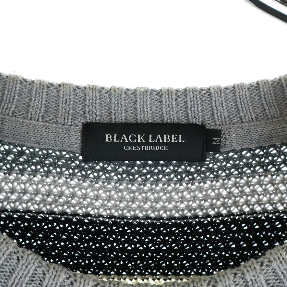 BLACK LABEL CRESTBRIDGE(ブラックレーベルクレストブリッジ) ワッフルボーダーニットセーター グレー 51N08-407-04