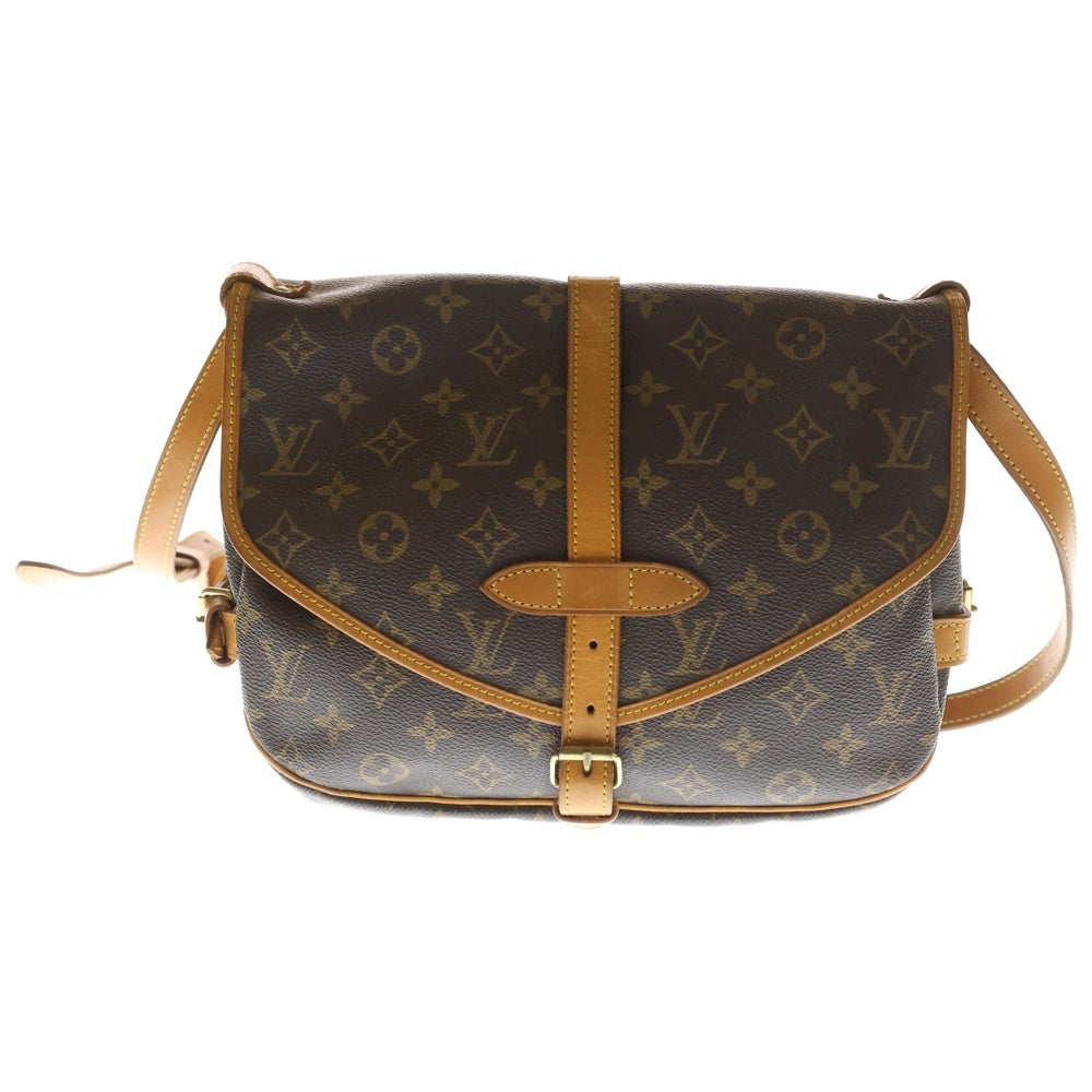 LOUIS VUITTON(ルイヴィトン) モノグラム ソミュール30 ショルダーバッグ ブラウン レザー×PVC M42256 ゴールド金具