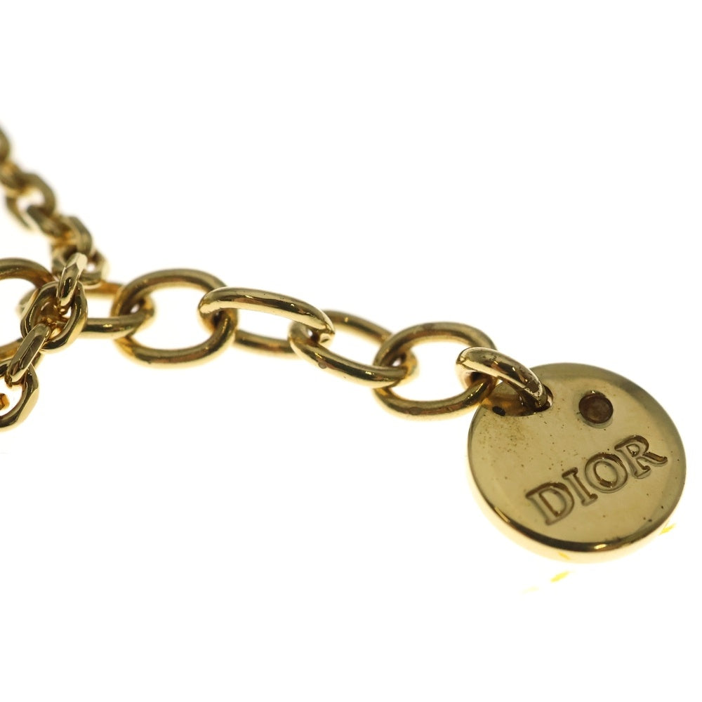Christian Dior(クリスチャンディオール) CDロゴ ラインストーン ネックレス ペンダント チェーン ゴールド GP レディース