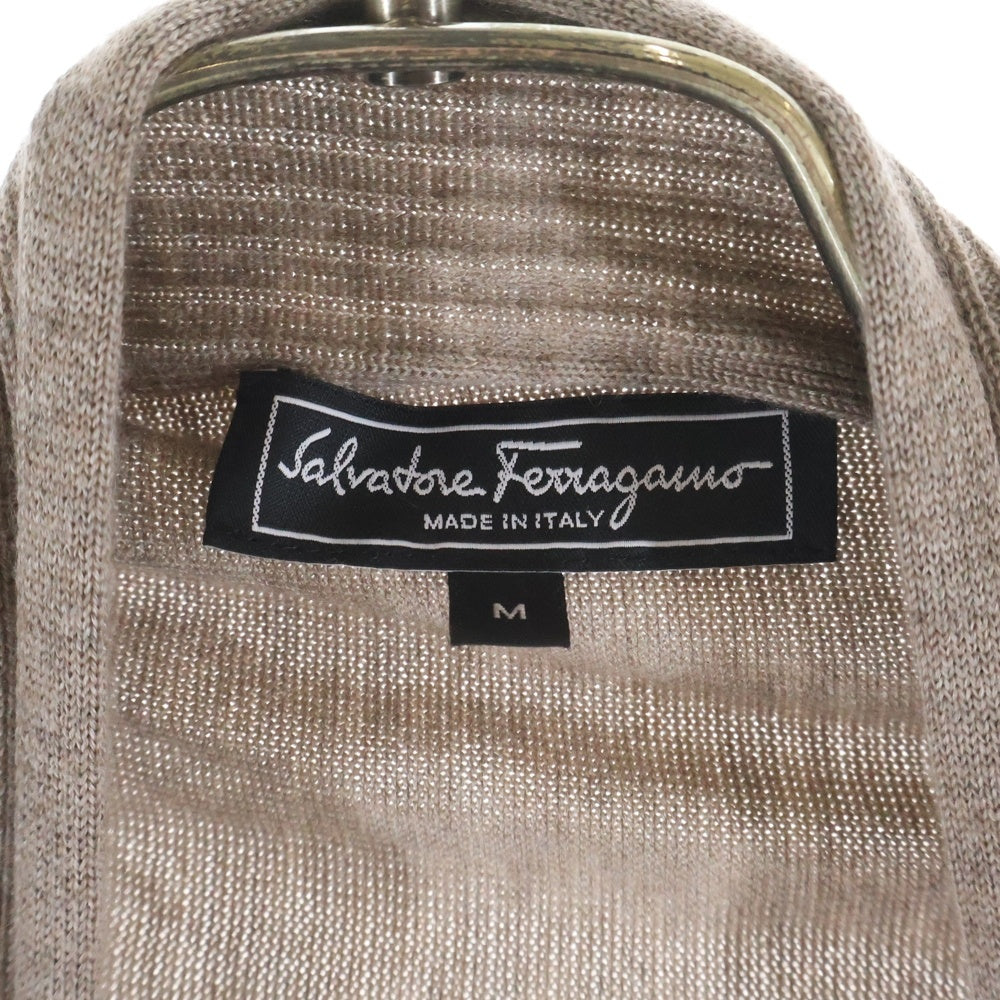 Salvatore Ferragamo(サルヴァトーレ フェラガモ) シルクカシミヤ混 ウールドレープ ニットカーディガン ベージュ