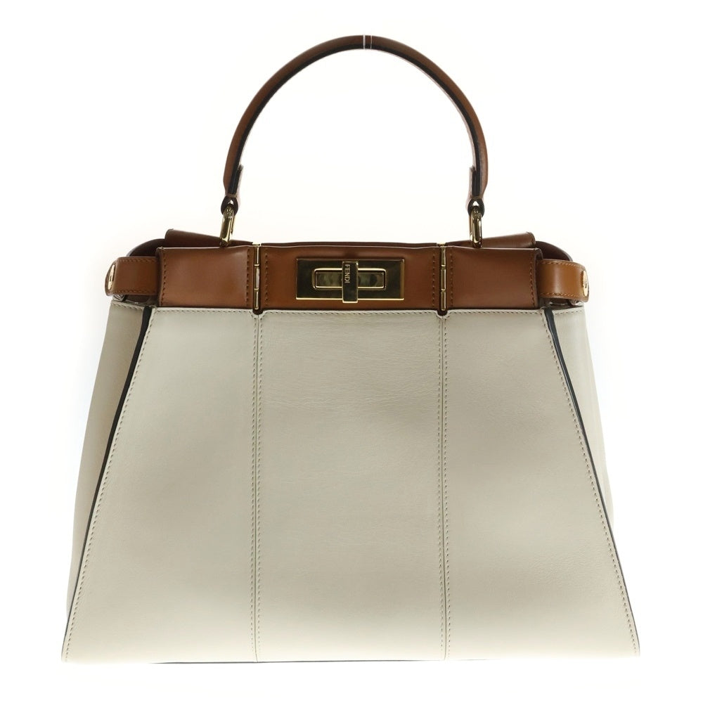FENDI(フェンディ) ピーカブー ミディアム レザー 2WAY ハンド ショルダーバッグ ゴールド金具 ベージュ/ブラウン 8BN290 レディース