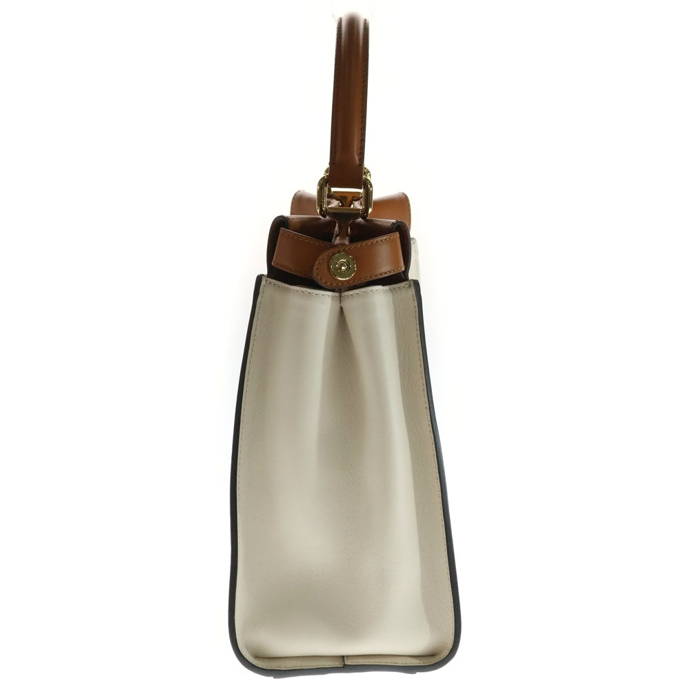 FENDI(フェンディ) ピーカブー ミディアム レザー 2WAY ハンド ショルダーバッグ ゴールド金具 ベージュ/ブラウン 8BN290 レディース
