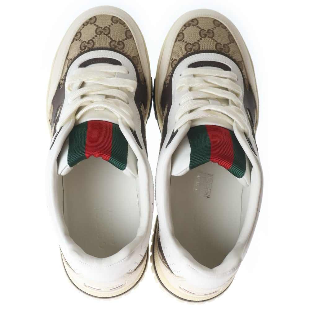 GUCCI(グッチ) グッチ リウェブ GGキャンバスローカットスニーカー ベージュ 91/2 787476