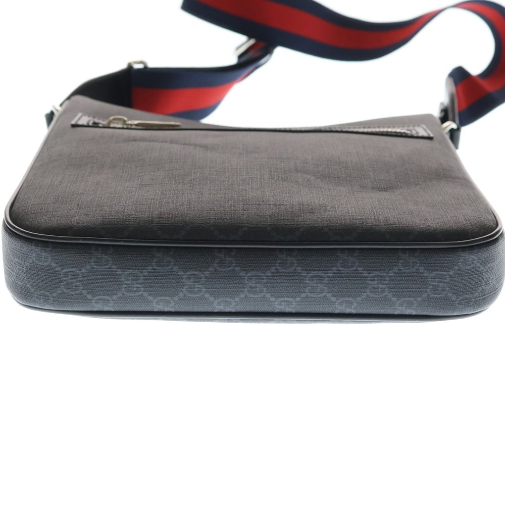 GUCCI(グッチ) GGスプリーム ショルダーバッグ メッセンジャーバッグ ブラック PVC×レザー 792081 シルバー金具
