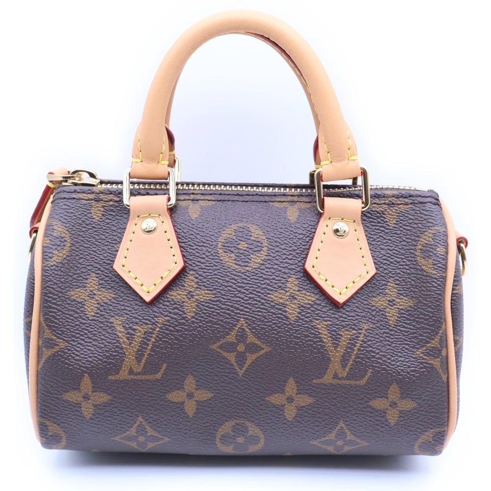 LOUIS VUITTON(ルイヴィトン) モノグラム ナノスピーディ 2wayショルダーバッグ ハンドバッグ ショルダーバッグ ブラウン PVC×レザー M81085 ゴールド金具 レディース