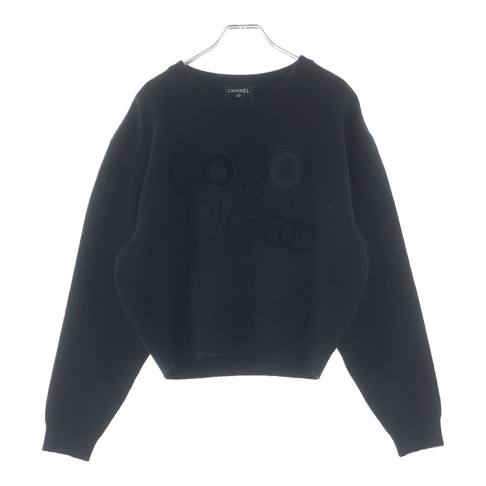 CHANEL シャネル 20AW ココマーク カシミヤ ロゴニット ブラック レディース P65247K61026 CHANEL(シャネル) 20AW ココマーク カシミヤ ロゴニット ブラック
