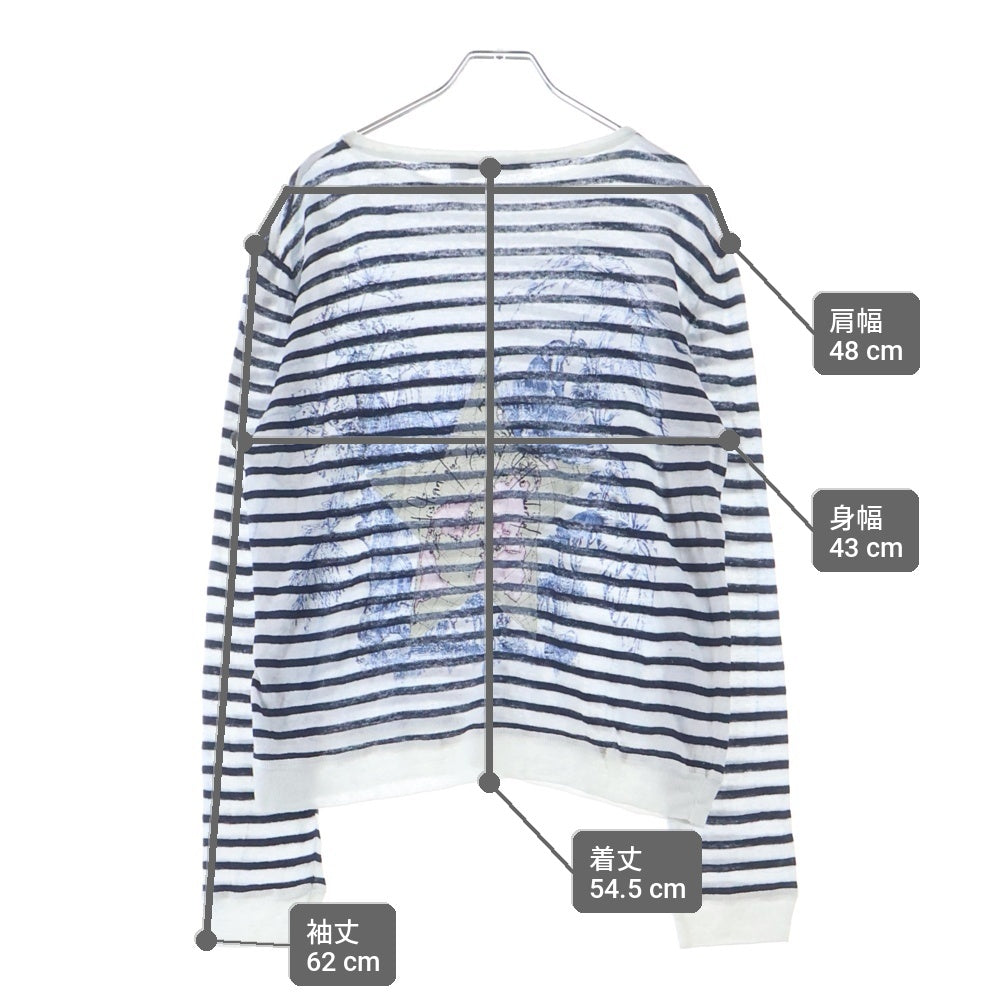 Christian Dior(クリスチャンディオール) ボーダー リネンカシミヤ クルーネックニット ホワイト/ネイビー 044S51AM707 レディース