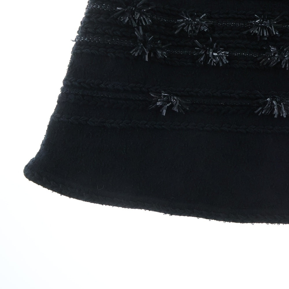 CHANEL(シャネル) 編み込み刺繍 ココマークボタン ロング スカート ブラック レディース P60743K46373