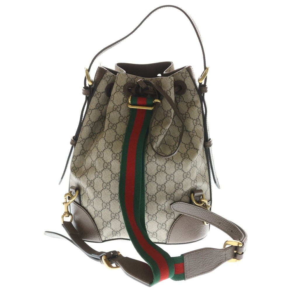 GUCCI(グッチ) クーリエ GGスプリーム 2WAYバックパック ハンドバッグ ショルダーバッグ ベージュ×ブラウン PVC×レザー 473875 ゴールド金具 レディース