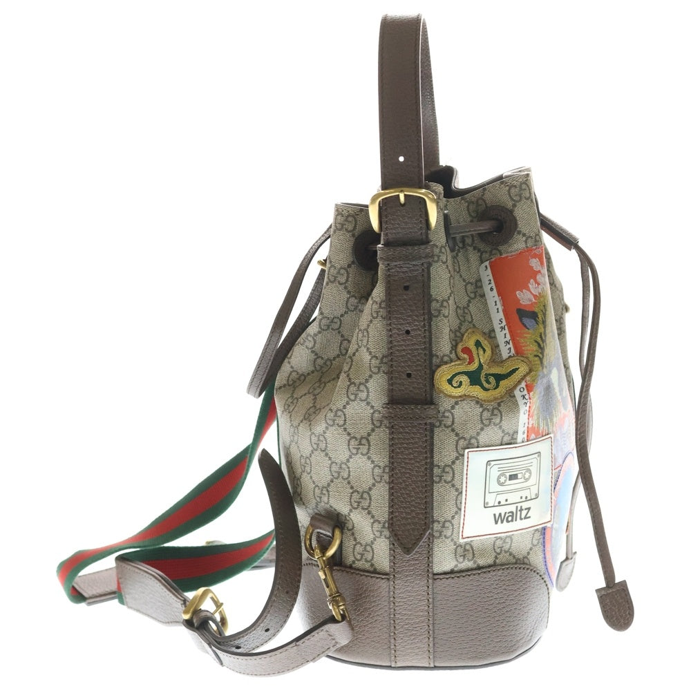 GUCCI(グッチ) クーリエ GGスプリーム 2WAYバックパック ハンドバッグ ショルダーバッグ ベージュ×ブラウン PVC×レザー 473875 ゴールド金具 レディース