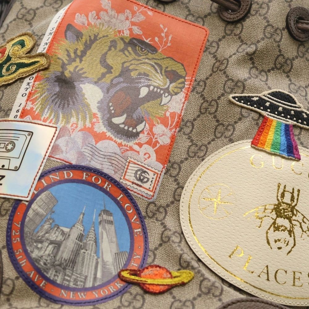 GUCCI(グッチ) クーリエ GGスプリーム 2WAYバックパック ハンドバッグ ショルダーバッグ ベージュ×ブラウン PVC×レザー 473875 ゴールド金具 レディース