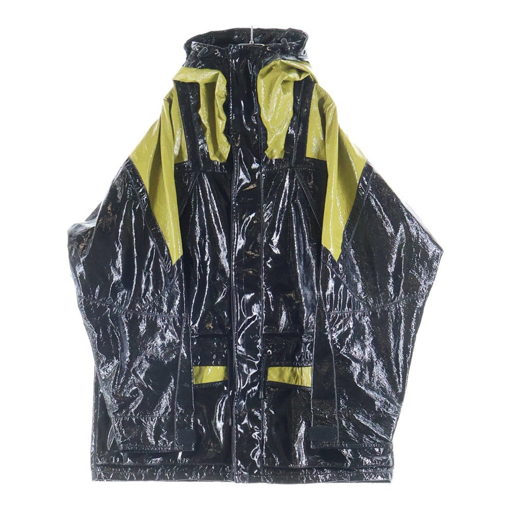 Maison Margiela(メゾンマルジェラ) エナメル マウンテンパーカー フーデッドジャケット ブラック/イエロー S50AM0362S49622