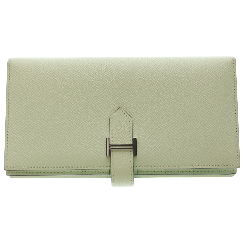 HERMES(エルメス) ベアンスフレ エプソン ロングウォレット 長財布 シルバー金具 B刻印 ライトグリーン レディース