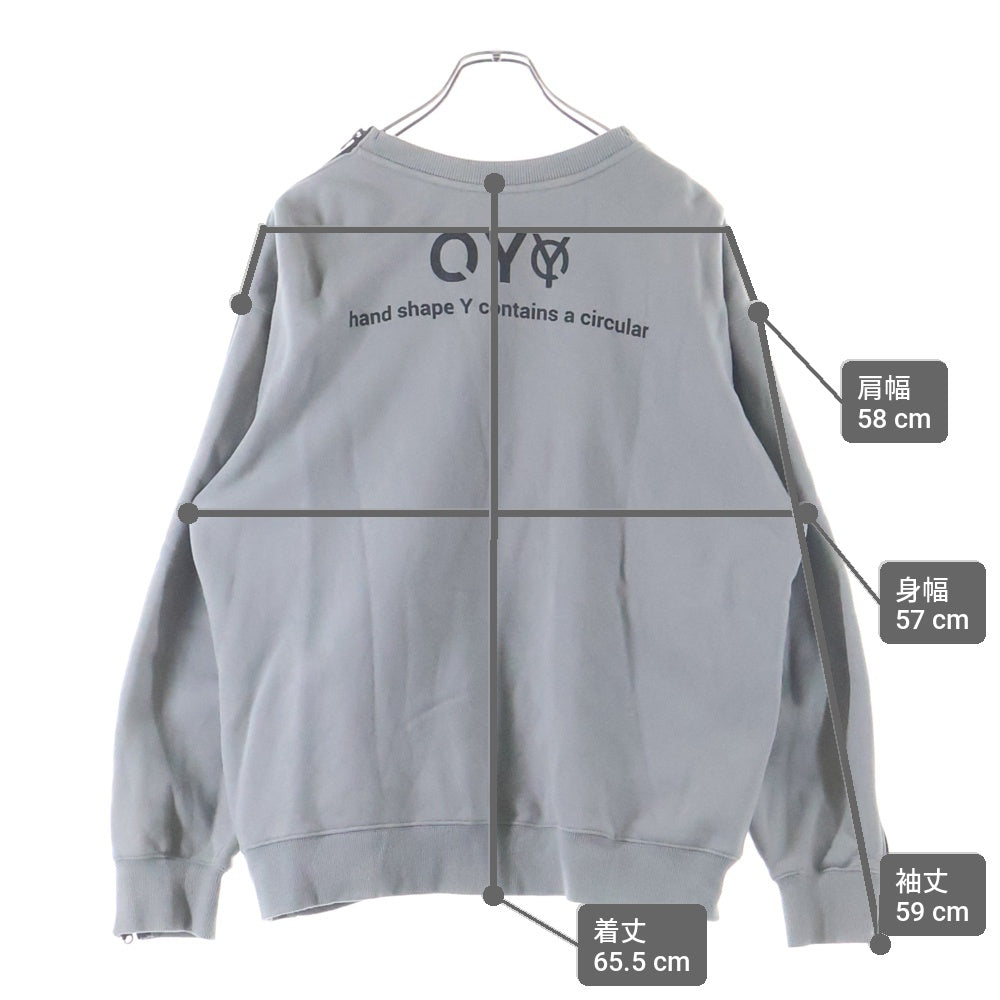 OY(オーワイ) ロゴプリント サイドジップ プルオーバー スウェット トレーナー グレー