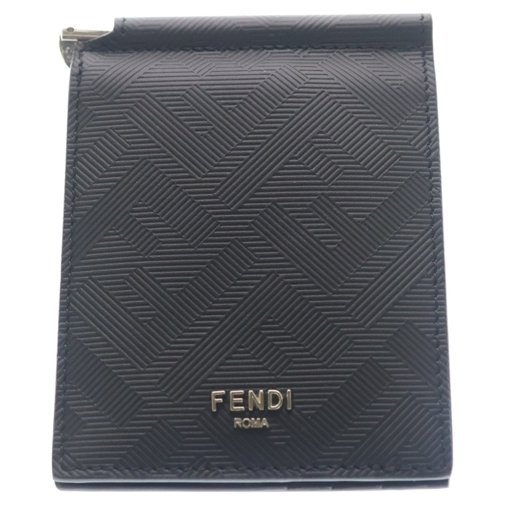 FENDI(フェンディ) シャドー マネークリップ 財布 カードケース ウォレット ブラック レザー 7M0281 シルバー金具