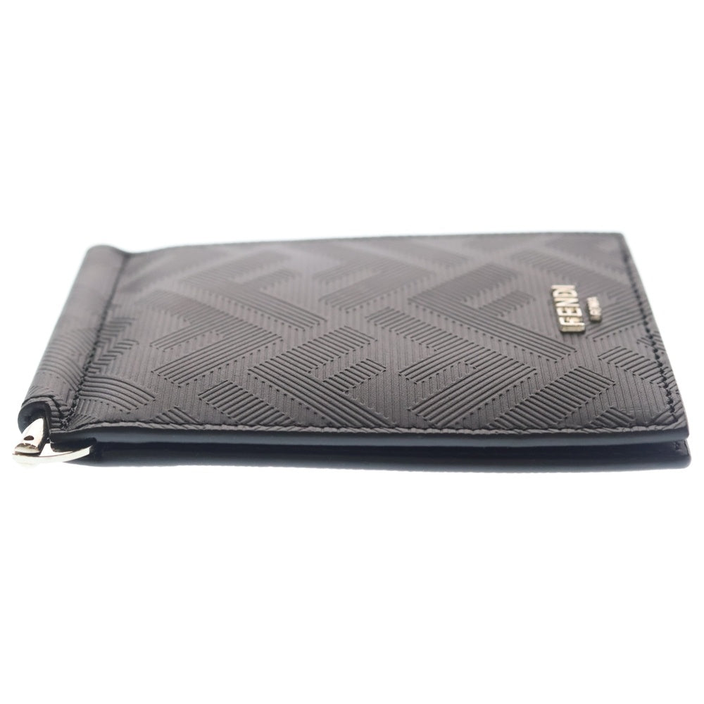 FENDI(フェンディ) シャドー マネークリップ 財布 カードケース ウォレット ブラック レザー 7M0281 シルバー金具