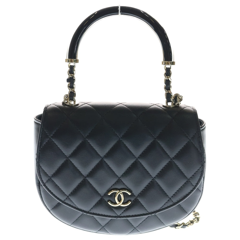 CHANEL(シャネル) マトラッセ 2wayチェーンショルダーバッグ ハンドバッグ ブラック ラムスキン ゴールド金具 AP4410 レディース